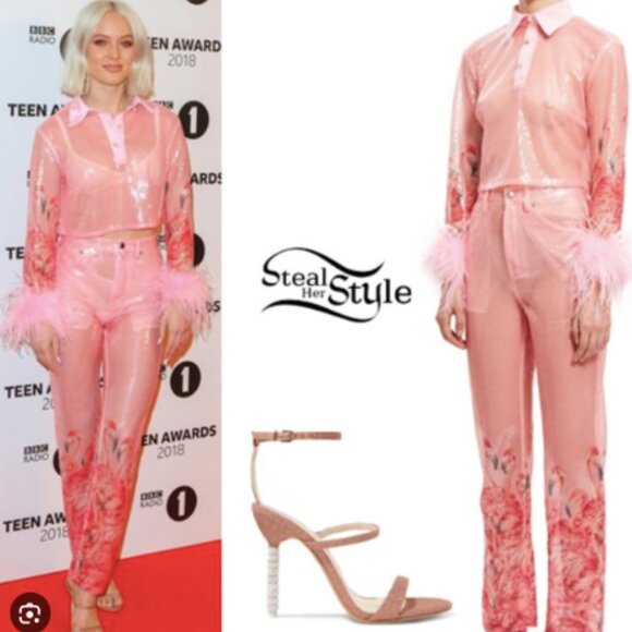 Adam Selman Sequin Flamingo Pants - Picture 1 of 7